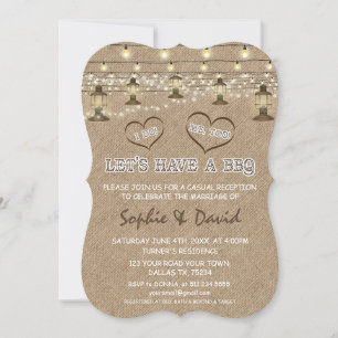 Convite Chic Vintage Lanterna String Luzes Burlap I Do CHU