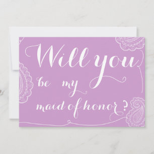 Convite Chic Violet Paisley Você Será Minha Madrinha de 