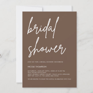 Convite Chic Warm Mocha Modern Bridal Shower Invitation 