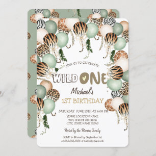 Convite Chic Watercolor Animal Print Balloons 1rua