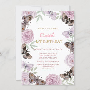 Convite Chic Watercolor Butterflies Strike Aniversário