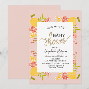 Convite Chic Watercolor Citrus Quadro Chá de Bebê