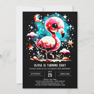 Convite Chic Watercolor Flamingo Birthday