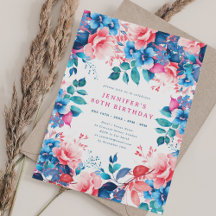 Chic Watercolor Floral 80 Birthday