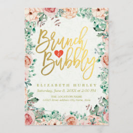 Convite Chic Watercolor Floral Brunch Chá de panela De Bor