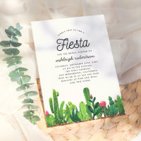 Chic Watercolor Floral Cactus Fiesta Chá de panela