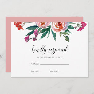 Convite Chic Watercolor Floral Wedding RSVP