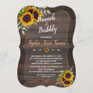 Convite Chic Watercolor Girassol Madeira Brunand Bubble