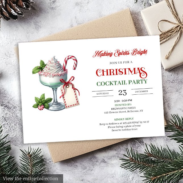 Convite Chic Watercolor Holiday Cocktails Party Invitation (Chic Watercolor Holiday Cocktails Party Invitation)