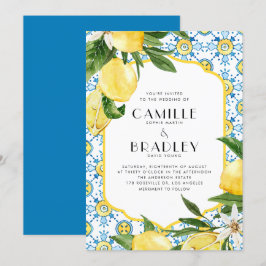 Convite Chic Watercolor Lemon Mediterranean Summer Wedes