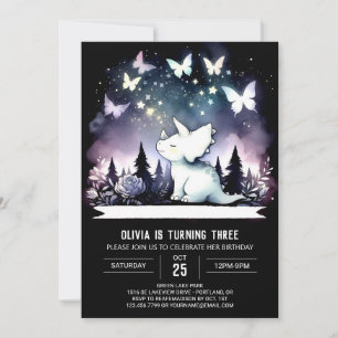 Convite Chic Watercolor Triceratops Aniversário