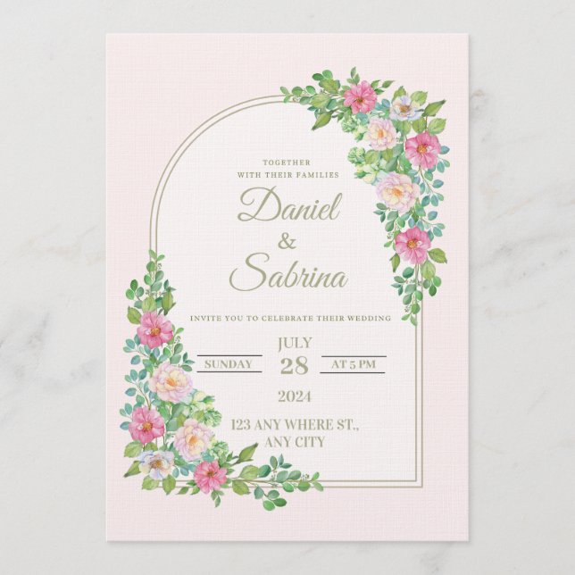 Convite Chic Wedding Invitation | Modern Elegant Ceremony  (Frente)