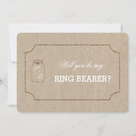 Convite Chic Wedding Mason Jar Linen Canvas RING BEARER