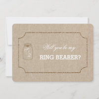 Chic Wedding Mason Jar Linen Canvas RING BEARER