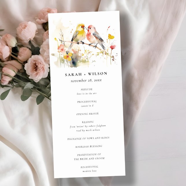 Convite Chic Wild Botanical Love Birds Wedding Progrom (Criador carregado)