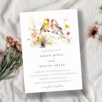 Chic Wild Botanical Watercolor Love Birds Casament