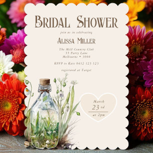 Convite Chic Wildflower Mason Jar Tan Chá de panela Invit