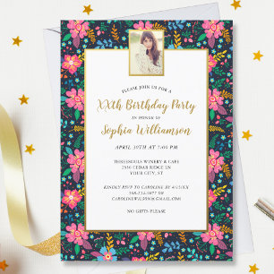 Convite Chic Wildflower, qualquer idade adiciona Festa de
