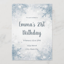 Convite Chic Winter 21st Birthday Invitation – Snowflakes