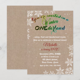 Convite Chic Winter Onederland Girl First Festa de anivers