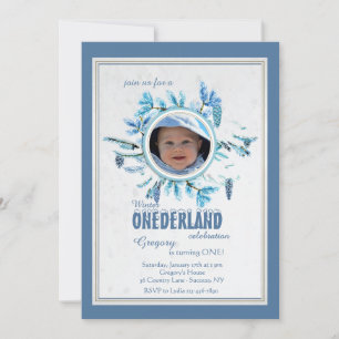 Convite Chic Winter Photo Invitation Blue