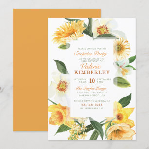 Convite Chic Yellow Primavera Daisies Floral Surprise Part