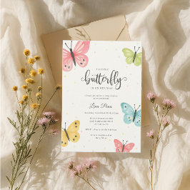 Convite Chica de invitación a Baby Shower para mariposa