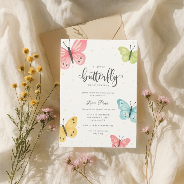 Convite Chica de invitación a Baby Shower para mariposa (Criador carregado)