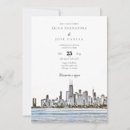 Convite Chicago Invitación de Boda Skyline