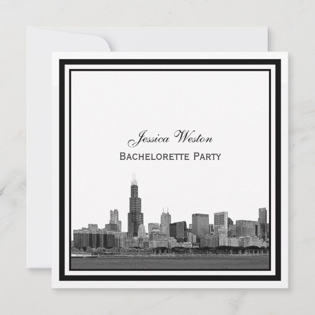 Convite Chicago Skyline nº 2 Enchida Bachelorette (Frente)