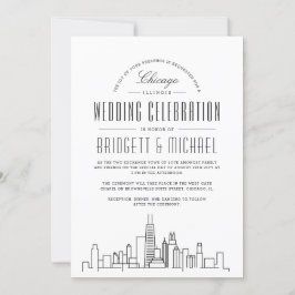 Convite Chicago Wedding | Skyline Moderno Deco