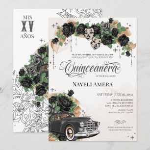 Convite Chicana Lowrider Rosa Chola Quinceanera