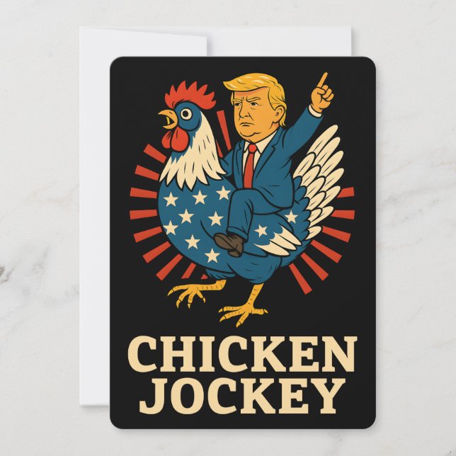Convite Chicken Jockey Trump Engraçado Memória (Frente)