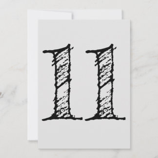 Convite chiffre 11 numéro onze manuscrit géant