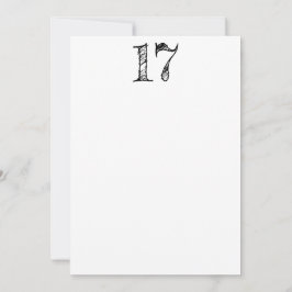Convite chiffre 17 numéro dix-sept manuscrit géant