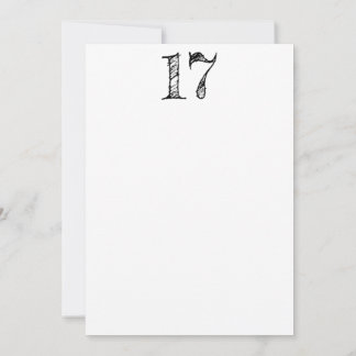 Convite chiffre 17 numéro dix-sept manuscrit géant