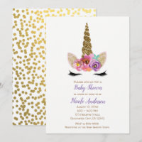 Chifre de Unicórnio Floral Dourado Confete Chá de