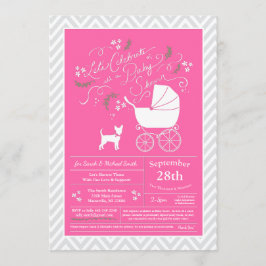 Convite Chihuahua Dog Chá de fraldas Rosa