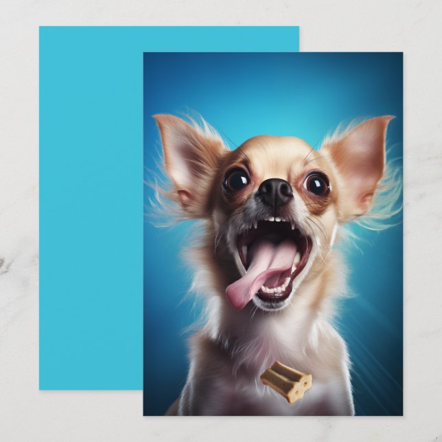 Convite Chihuahua Em Ação (Frente/Verso)