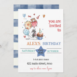 Convite Child Birthday Invitation with Hedgehog