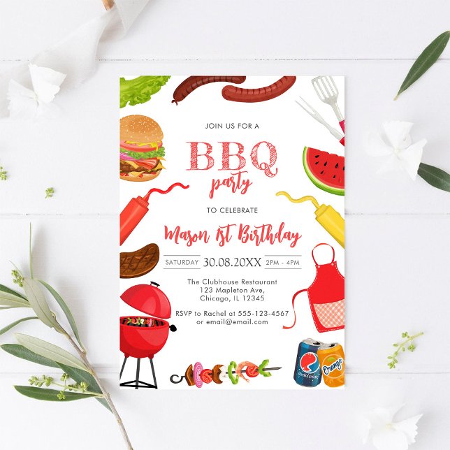 Convite Children's BBQ Birthday Invitation (Criador carregado)