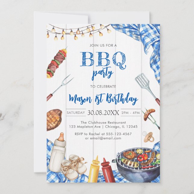 Convite Children's BBQ Birthday Invitation (Frente)