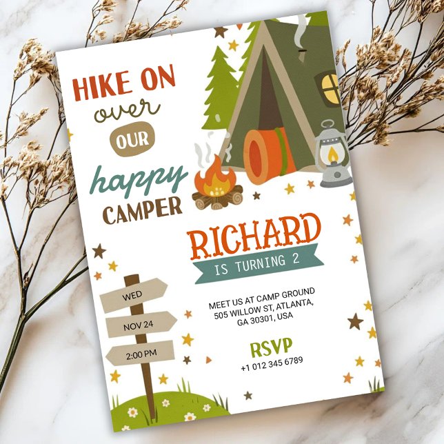 Convite Children's Birthday Invitation with camping vibes (Criador carregado)