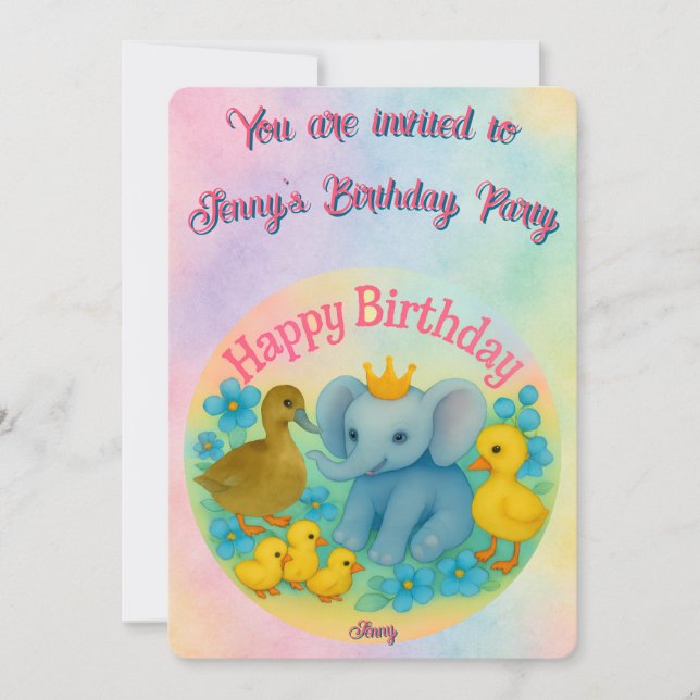 Convite Children's Customizable Birthday Invitations  (Frente)