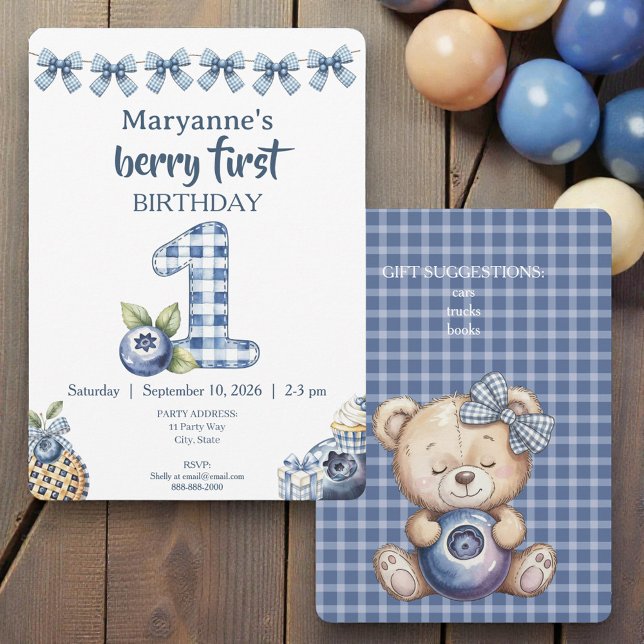 Convite Child's Blueberry Berry First Birthday Invitation (Criador carregado)