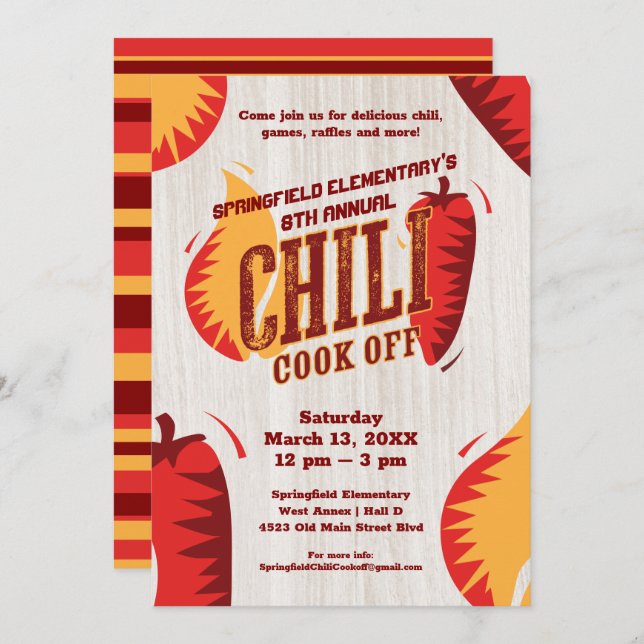 Convite Chili Cook Off | Concurso de CHURRASCO (Frente/Verso)