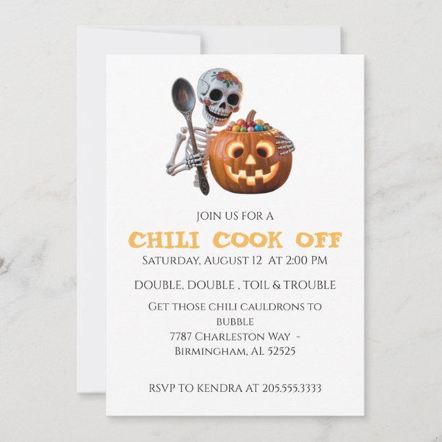 Convite Chili Cook Off Halloween (Frente)