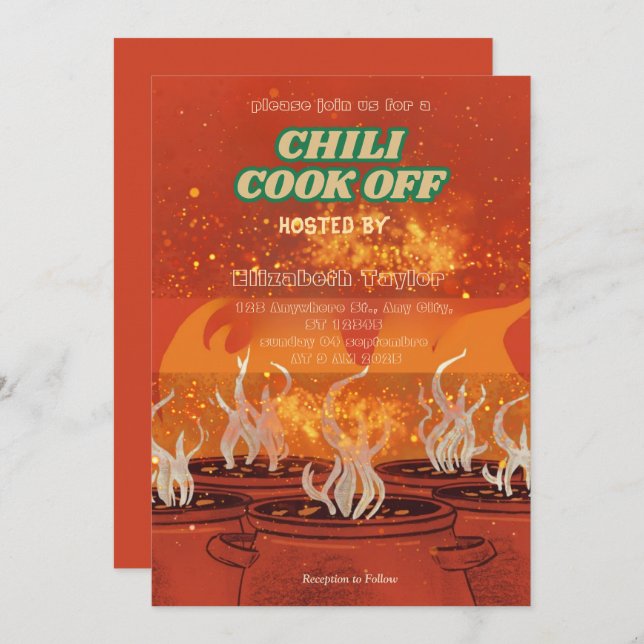 Convite Chili Cook Off Party Invitation (Frente/Verso)