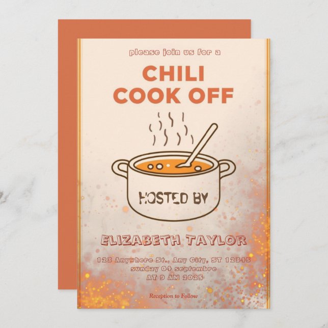 Convite Chili Cook Off Party Invitation (Frente/Verso)