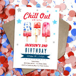 Convite Chill Out Kids Verão Picolé 2º Aniversário<br><div class="desc">Tema de aniversário de verão para crianças. Fácil de personalizar. Também disponível como download digital! Festas de primavera,  verão Picolé,  Relaxar,  guloseimas legais,  festa de aniversário de 4 de julho</div>